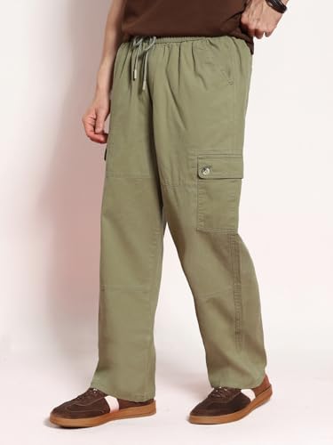 Image of Urbano Fashion Men's Loose Baggy Fit Cargo Jogger Chino Pant with 6 Pockets Stretchable