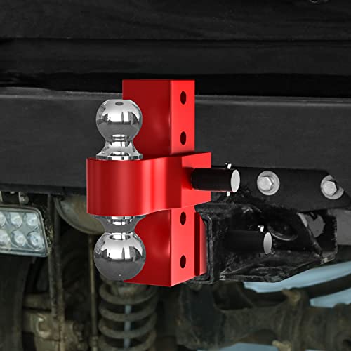 Adjustable Trailer Hitch, Fits 2.5 Inch Receiver,8 Inch Drop Hitch, 18,500 Lbs Gtw, Aluminum Forged Shank, 2 Inch & 2-5/16 Inch Dual Balls, Towing Hitch With Lock Pins #TOP5