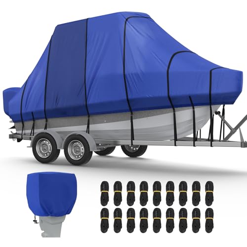 RVMasking T-Top Center Console Boat Cover,1400D Reinforced, 22'-24', Blue