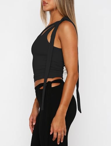 Matunana Womens One Shoulder Tops - Going Out Crop Y2k Cute Tank Top - image 4