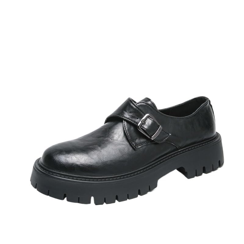 Men's Oxford Dress Shoes PU Leather Formal Slip-On Round Toe Tuxedo Shoes Non-Slip Sole Block Heel for Prom Wedding Evening Party Business