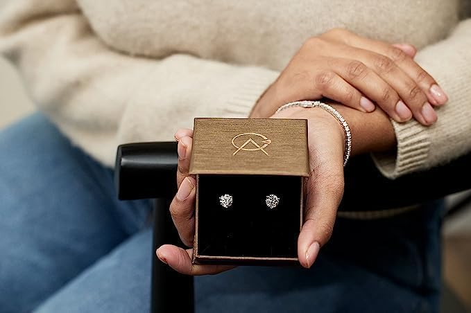 2/3 to 2 Carat Lab Grown Diamond Oval Stud Earrings for Women in 14k White or Yello... - Image 5