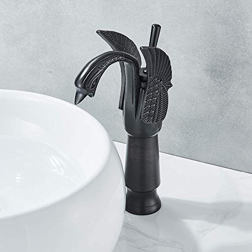 Robinet de lavabo cygne pour rénovation salle de bain rétro mitigeur bronze huilé vintage
