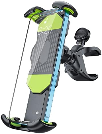 Bike Phone Mount with Anti Shake and Super Stable, 360° All-Round Rotation Adjustable Motorcycle Phone Holder for iPhone 13/12/11/ Pro/XR/XS Max, Galaxy S20/S10/Note 10/20 and More