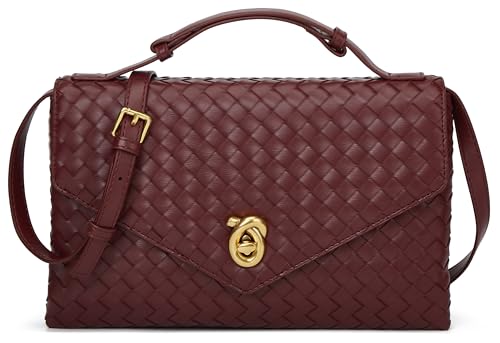 Image of Woven Purses for Women Elegant PU Leather Woven Top-handle Bag Tote Crossbody Shoulder Bag for Work Vacation