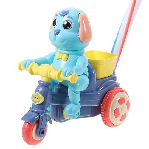 Image of Toyvian Plastic Baby Push Toy Toddler Pull with Handle Basket Pull Along Music Puppy Push and Walking Baby Walk Behind for Infant Learning Walker 19.6 Inch
