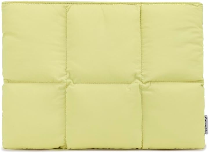 Canvaslife Puffy Laptop Sleeve 15 Inch 15.4 Inch, Quilted Puffer Laptop Case for Women, Pillow Case Compatible for MacBook Pro 16 inch and 15 inch-15.6 inch (Yellow)