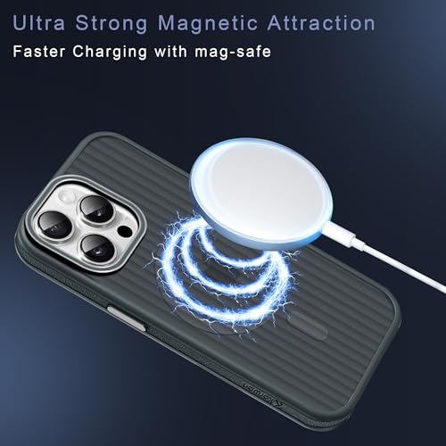 Image of KARWAN Polycarbonate Beam Magnetic Protective Cover Compatible with iPhone 15 Pro Camera & Body Protection|Anti Shock,Scratch Resistant|Precise Cutouts Modern Design|Wireless Charging (Grey)