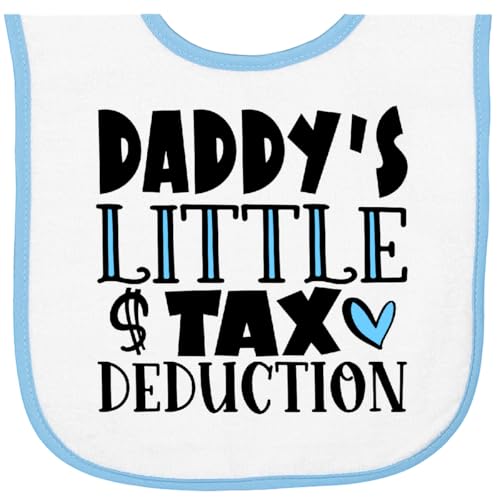 inktastic Daddy's Little Tax Deduction Blue Hearts Baby Terry Cloth Bib