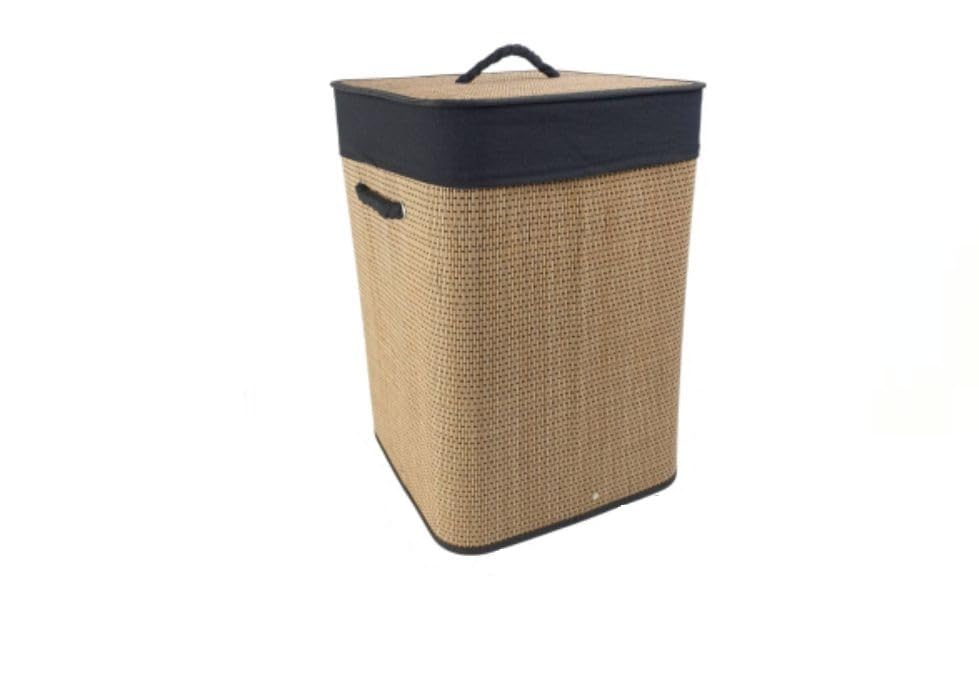 Seau à linge sale en bois DRW avec couvercle 35x35x50 cm pour organisation de maison