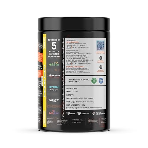 Image of Gayor Essentials Pump Gayor 3.0 Brother Edition Pre Workout Without Caffeine for Men & Women Focus Booster with Citrulline Glycerol and 5 Patented Ingredients Stimulant Free (Lemon Shikanji,350g)