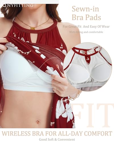 Image of ANYFITTING Built in Bra Halter Dresses for Women 2026 Summer Pockets Dress Flowy Midi Sundresses Beach Vacation