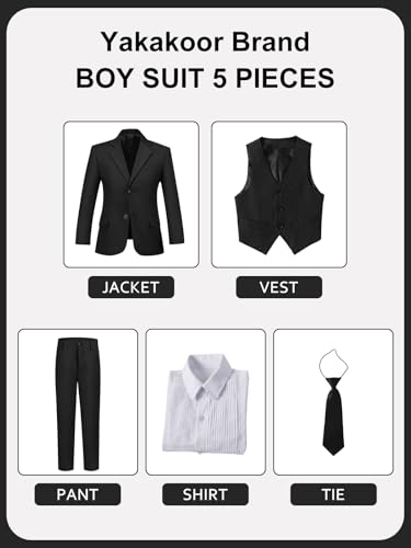 Boys Suits 5 Piece Slim Fit Suit for Kids Formal Ring Bearer Suits - Image 4
