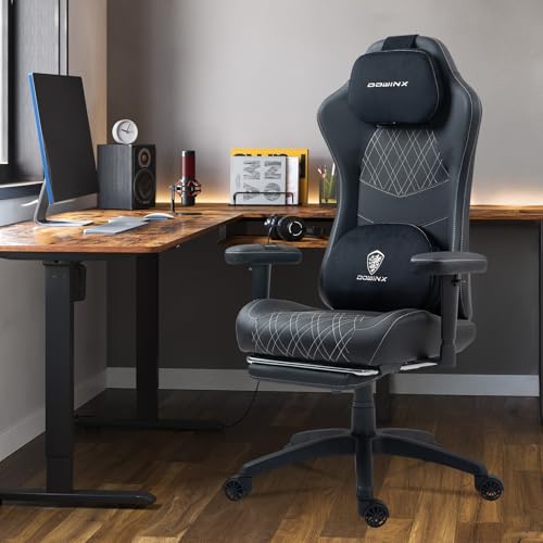 Sedia da gaming, ergonomica, da ufficio, con funzione di massaggio e calore, cuscino a molle insacchettate traspirante, come nel divano, sedia regolabile in PC, con poggiapiedi, supporto per - Sedia gaming - Immagine 1