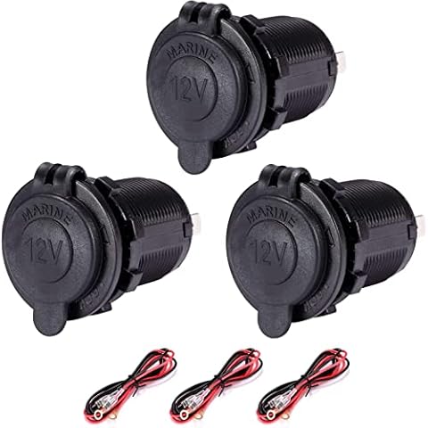 Yizerel 3 Pack Cigarette Lighter Socket for Car Motorcycle Marine ATV RV Lighter Sockets Power Outlet Socket Receptacle 12V Waterproof Plugs Cover