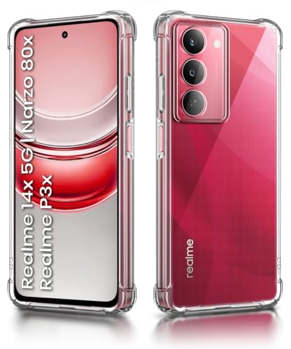 Image of WOW IMAGINE Clear Back Cover Case for Realme 14x 5G | Realme Narzo 80x | Realme P3x | Shockproof Soft TPU Case | Cushioned Edges for Ultimate Protection Back Cover Case - Transparent