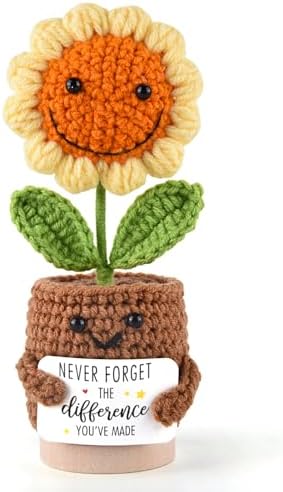 Thank You Gift - Emotional Sunflower Support Crochet - Never Forget The Difference You Make Gifts for Mothers Day Birthday - Retirement Appreciation Gifts for Coworkers Boss Mom Teacher Mentor Nurse