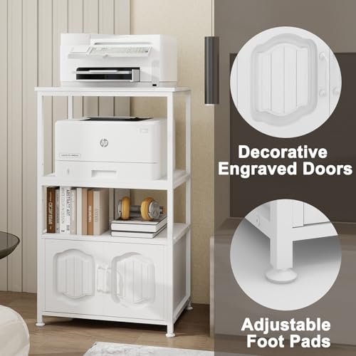 Image of Natwind 4 Tier Printer Stand, File Cabinet w /Adjustable Open Shelves,White