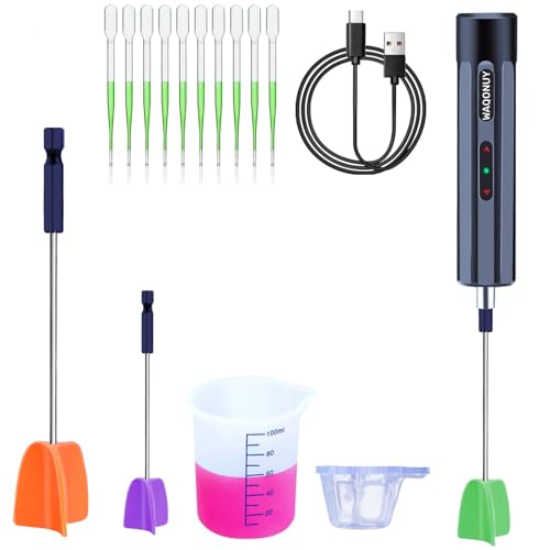 Rechargeable Epoxy Resin Mixer,USB Handheld Electric Resin Mixer for Mixing Epoxy Without Bubbles, Resin Stirrer for Tumblers Epoxy, Resin Molds, Glazes and Paint (Grey) (White)
