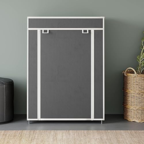 Image of Maison & Cuisine 2+1 Layer Collapsible Fabric Wardrobe with Metal Rods Easy to Assemble 58x28x72 cm W 6200-21 Grey