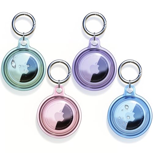 Image of 4 Pack Airtag Holder, Waterproof Air Tag Case with Keychain, Shockproof & Dustproof Airtag Holders for Dog Collar, Luggage, Keys, Full Body Anti-Scratch Protective (4 Colors)