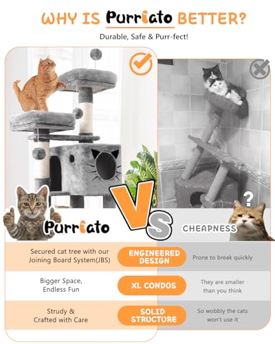 Torre multi-nivel para gatos grande 66in gris claro miniatura 2