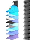 Hat Organizer for Baseball Caps, Hat Rack for Wall with Strong Adhesive Hold up to 10 Hats, Hat Hanger Holder Display for Door Closet, Cap Organizer Storage Multilayer Two Mounting Option(Black)