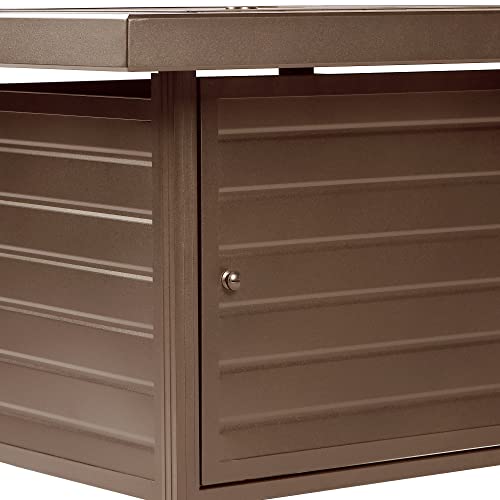 Image of Oakland Living Square 42 in. x 42 in. Aluminum Propane Fire Pit Table with Glass Beads, Two Covers, Lid, 57,000 BTUs in Brown Finish