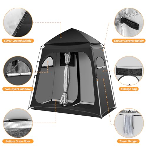 Camping Shower Tent, Pop Up Portable Outdoor Privacy Tent for Changing,Toilet,Bathroom miniatura 5