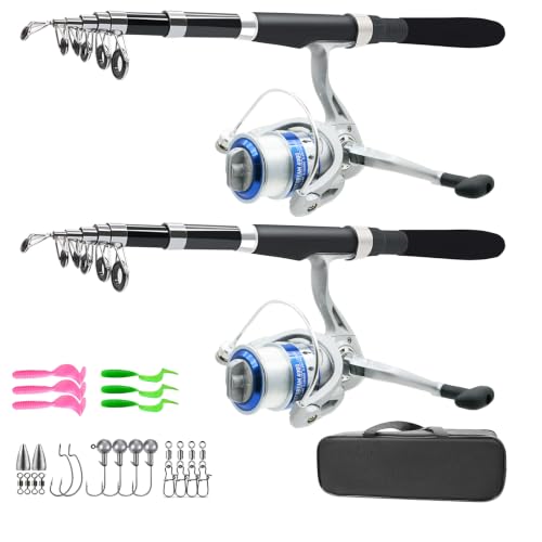 Fishing Pole Combo Set, 2.1m/6.89ft, 2PCS Rods, 2PCS Spinning Reels