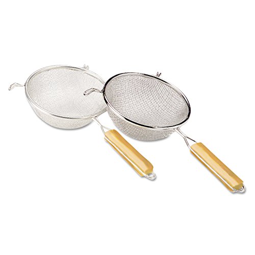 Adcraft Premium Tinned Double-Mesh Steel Strainer with Reinforced Base, 10" Dia., in Silver (DBTN-10RB)