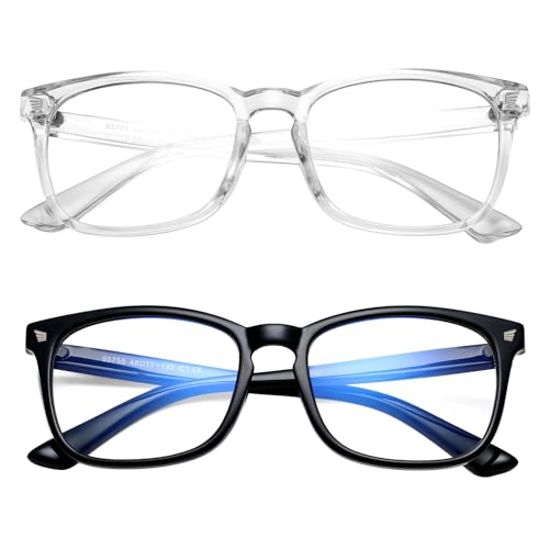 Hycredi Kids Blue Light Blocking Glasses for Boys & Girls Square Frame - (Black +Clear)