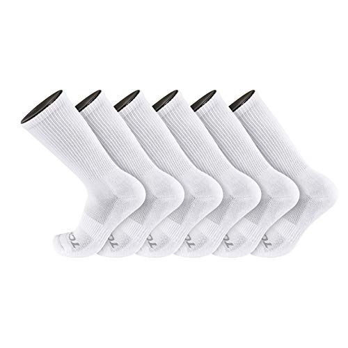 Tck 6 Pair Work & Athletic Crew Socks (White, Large) #TOP6