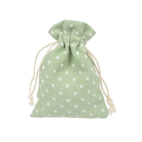 EBSBAG 5 pièces/lot Sacs-Cadeaux en Coton et Lin Sacs d'emballage de Bijoux cosmétiques Sacs-Cadeaux à Cordon (Color : Green Dots, Size : 10x14cm 5pcs)