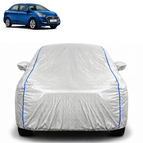 Image of Waterproof Car Cover for Hyundai Xcent | All Weather Protection | UV Resistant & Dustproof | Soft Cotton Lining to Prevent Scratches | Triple Stitched with Mirror Pockets & Elastic Hem