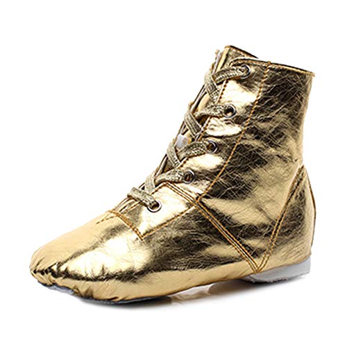 Vcixxvce Women Ankle-Top Jazz Dance Shoes Lace Up Leather Jazz Modern Dance Boot Gold,Us 9 #TOP27