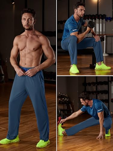 MAGCOMSEN Mens Jogging Bottoms Quick Drying Trousers Blue Grey XS - Image 6