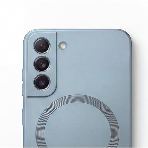 Image of amazon basics Premium Mag-Safe Case for Samsung Galaxy S21FE 5G | Shockproof & Anti-Scratch Cover | Soft Silicone with Wireless Charging | Camera Lens Guard - Blue