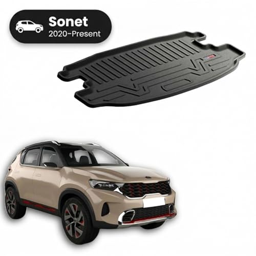 Image of 3D TPE Car Boot Mat for Sonet (2020 Onwards) Custom Fit, Heavy Duty & Anti-Slip Boot Mat | All Weather Resistant, Waterproof & Dustproof Trunk Liner, Car Dicky Mat for Sonnet