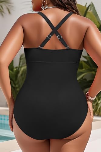 Yonique Women Plus Size One Piece Swimsuits Tummy Control Bathing Suits Vintage Swimwear2