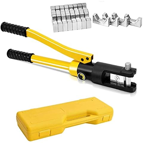 TANGZON 16 Tons 11 Dies Hydraulic Crimper, 16-300 mm² Hydraulic Crimping Tool with Carry Case, Electric Battery Cable Wire Crimping Tool Die Set for Copper and Aluminum Terminal Lugs Cover