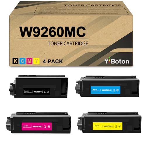 Image of High Yield W9260MC W9261MC W9262MC W9263MC Toner Cartridge, Black Cyan Magenta Yellow with Smart Chip Compatible with HP Enterprise Flow MFP X654dn X65455dn X65465dn Printer