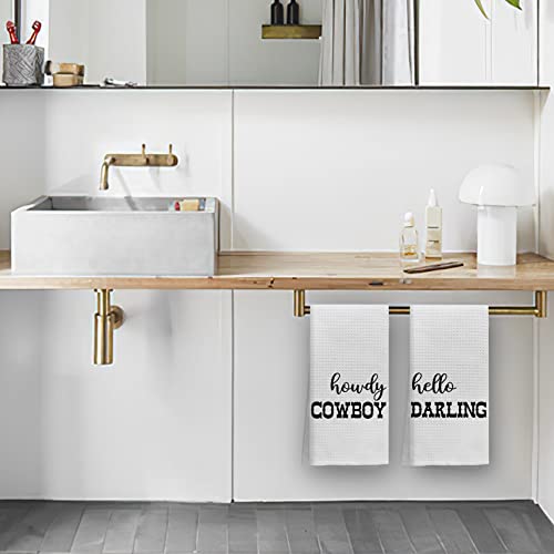 Ohsul Bath Towels,Howdy Cowboy Hello Darling Highly Absorbent Bath Towels Set Of 2,Funny Bathroom Humor Towels Set,Western Gifts,Cowboy Cowgirl Teen Girls Boys Gifts,Couples Gifts,Valentine’s Day Gift #TOP3