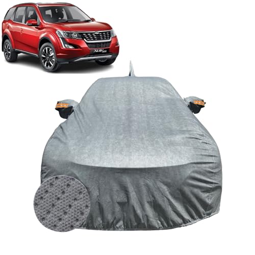 Image of Car Cover for Mahindra XUV 500 (2011-2021) | 100% Waterproof Cover with Antenna & Reflective Mirror Pockets | Dustproof, Scratchproof, Heatproof XUV 500 Car Cover |Soft Cotton Lining| Grey