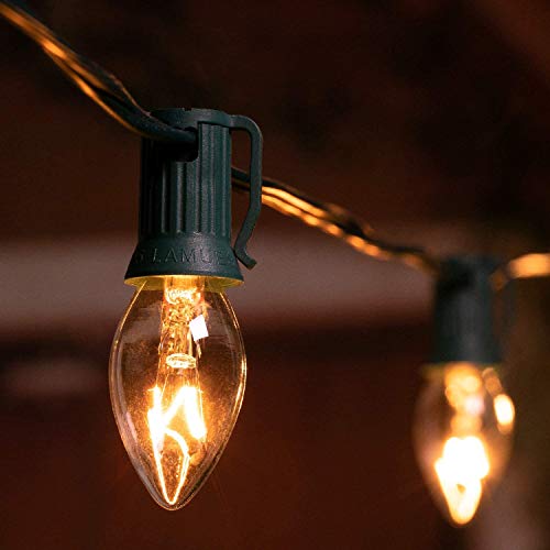 C9 Clear Christmas String Lights - Outdoor Christmas Tree Lights String - Hanging Christmas Roofline Lights - Patio Lights For Outdoor Decor - Green Wire, 25 Feet #TOP5