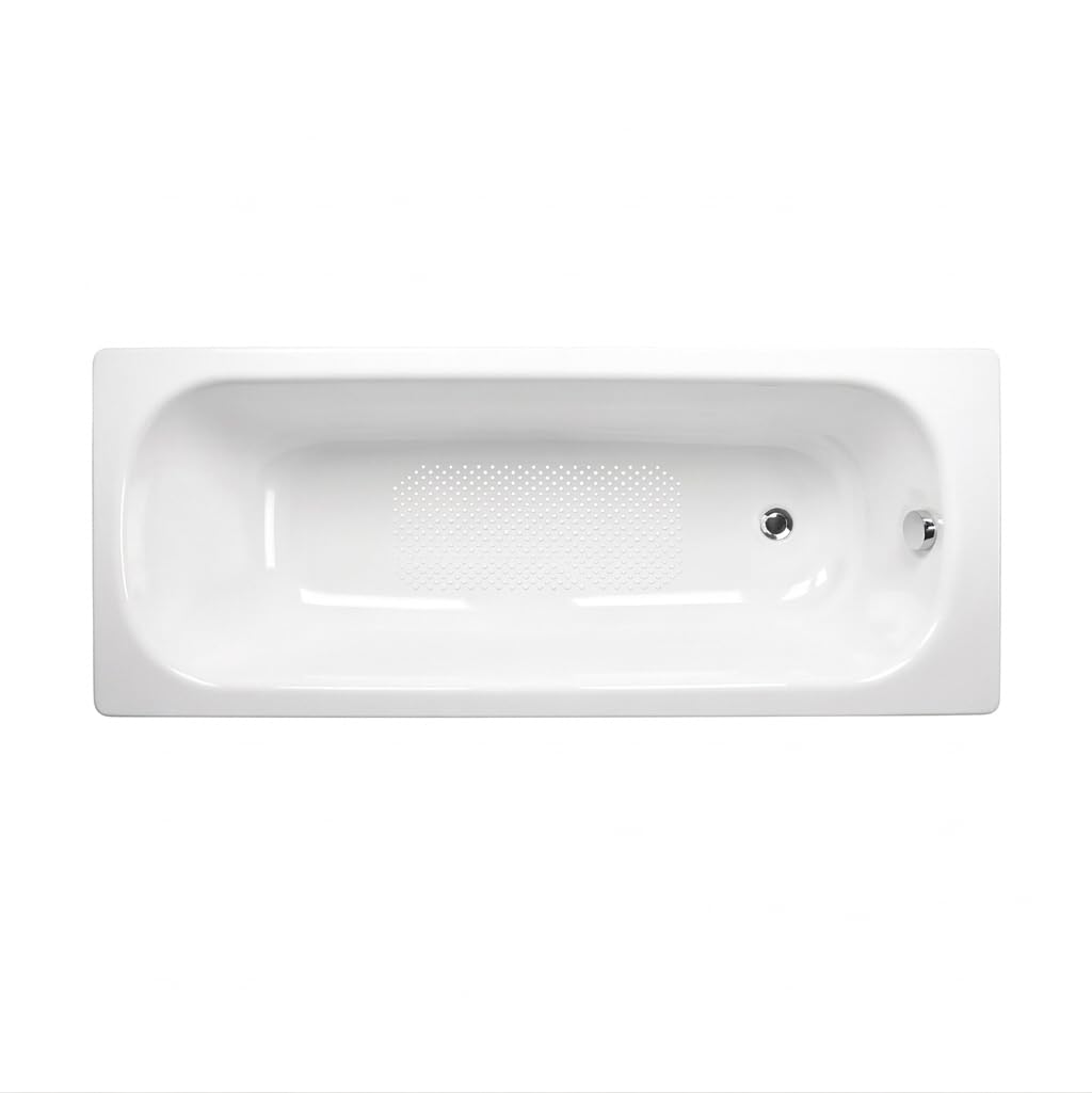 JACOB DELAFON Bañera de acero 140x70 cm rectangular PREVIRA Antideslizante Desagüe incluido Color Blanco Máxima higiene Fácil limpieza y mantenimiento E5P41G-00