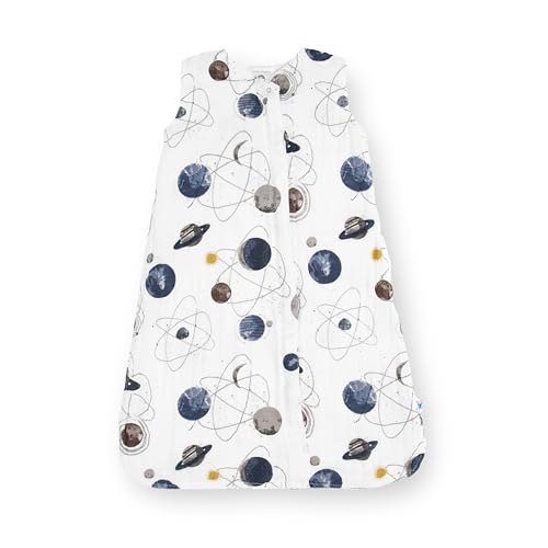 Image of Little Unicorn 6-12 Month Premium Muslin Sleep Sack 1.1 TOG | Soft & Breathable Muslin Cotton for safer sleep | 2 way zipper (Planetary)