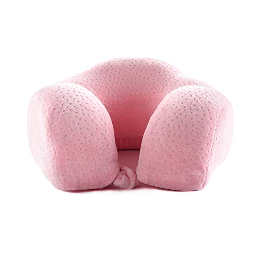Preisvergleich Produktbild Reisekissen mit Memory Foam für Flugzeuge, Autos, Nackenstützflugzeuge, Autobusseisenbahn, Home Office, männliches und weibliches Reisezubehör HPLL Reisekissen (Farbe : Pink, größe : 28 * 28 * 15cm)