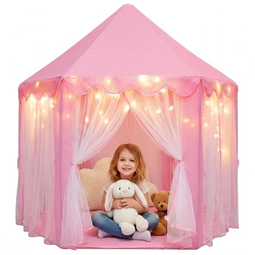 Orian Princess Tent for Kids, Toddler & Kids Pink Play Tent Indoor & Outdoor Princess Castle...