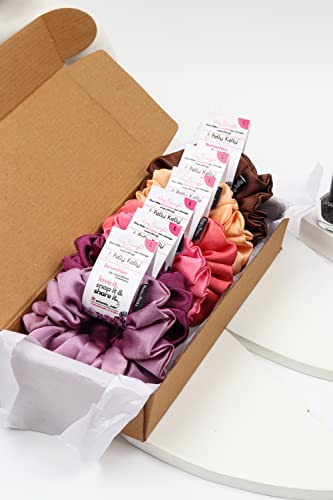 Image of Premium Satin Scrunchies for Women | Hair Bands, Ponytail Holders & Rubber Bands | Large, Fluffy, No-Damage Hair Ties | Girls Hair Accessories | Large Size | Pack of 6